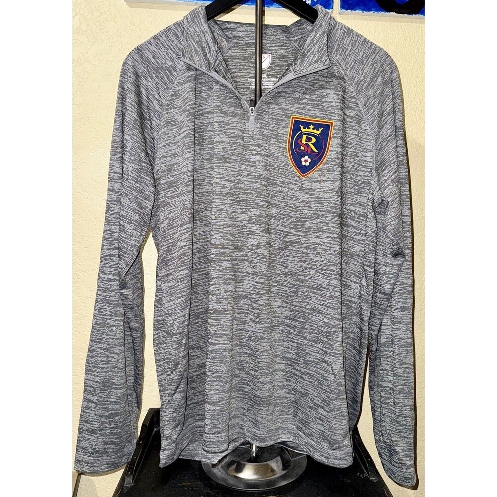 NWOT Real Salt Lake Size Large MLS Soccer Long Sleeve 1/4 Zip Warm-up Shirt
